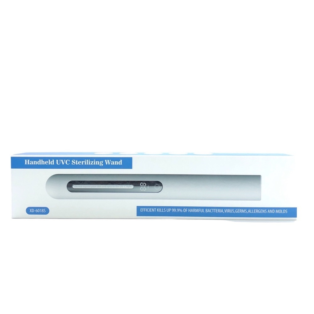 Handheld UVC Sterilizing Wand Digital Display Cordless Rechargeable Silver